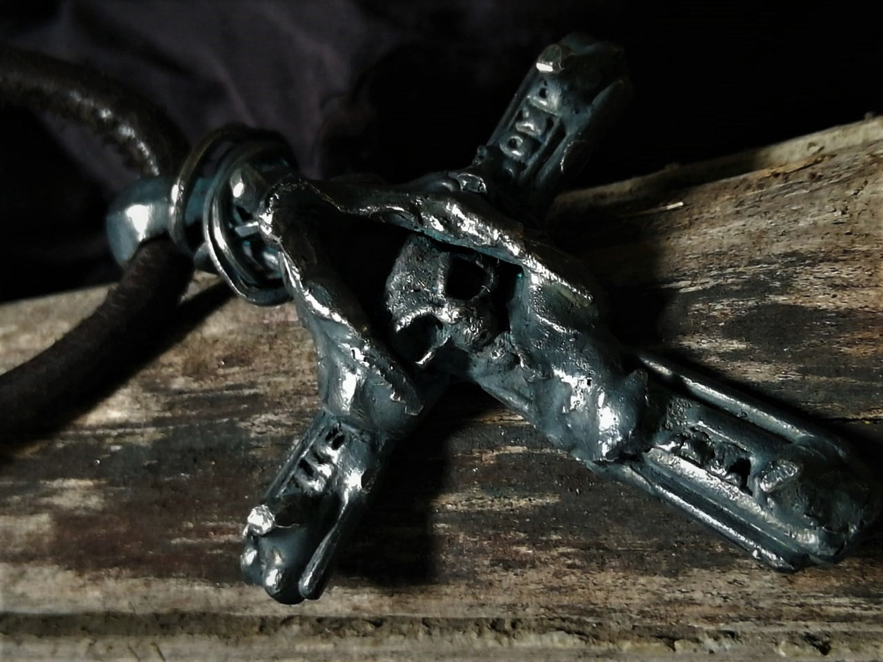 Oxidized Brass and Silver Skull Pendent